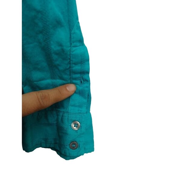 Quizz Woman Button-Up Shirt 100% Cotton Teal Long Sleeve Size 24 - Picture 2 of 7